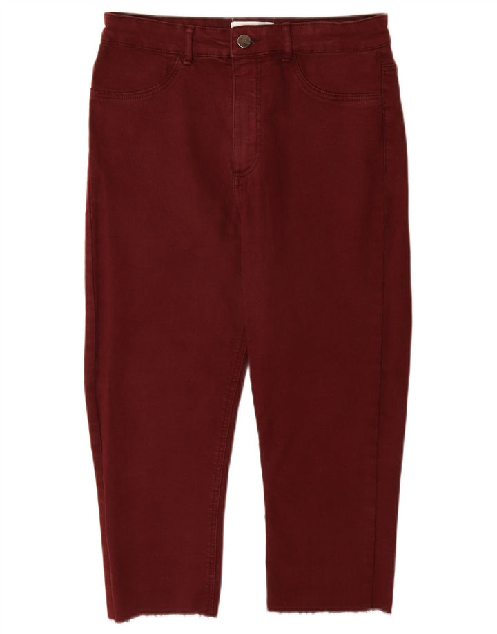 Zara Capri Jeans Feminino EU 40 Médio W30 L18 Borgonha