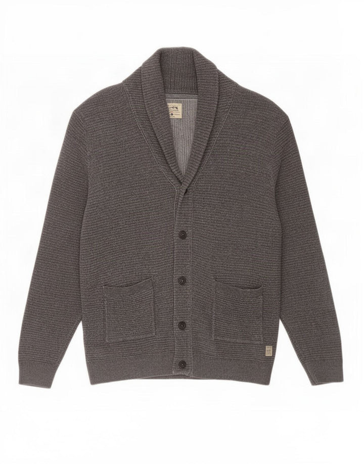 Suéter cardigã masculino Jack & Jones grande algodão cinza