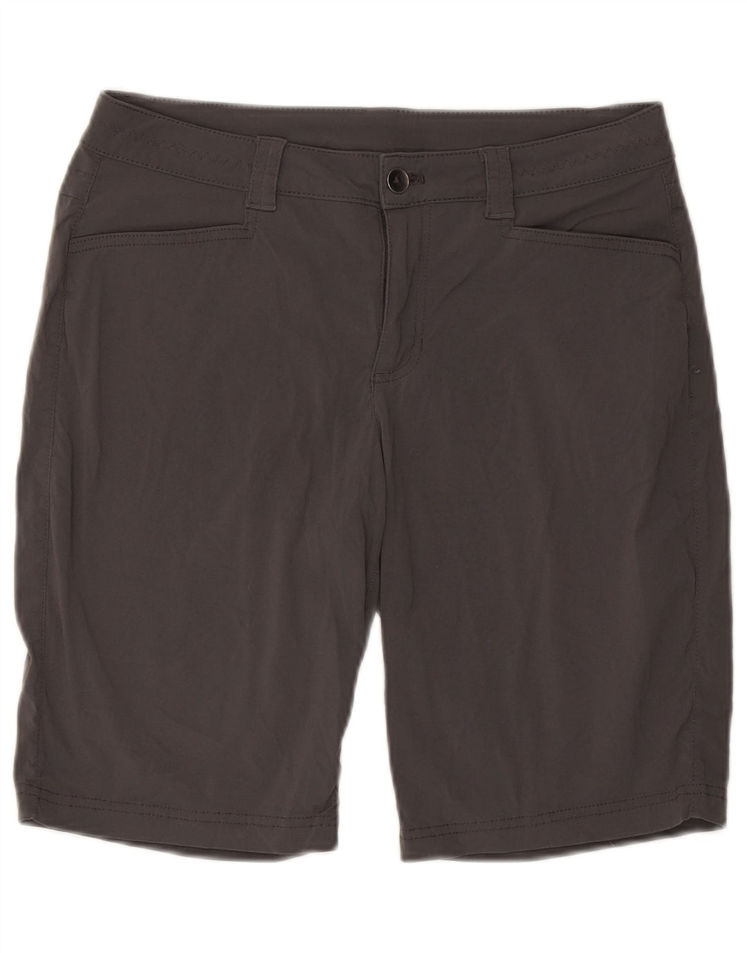 Shorts de caminhada feminino Eddie Bauer US 10 grande W32 cinza nylon