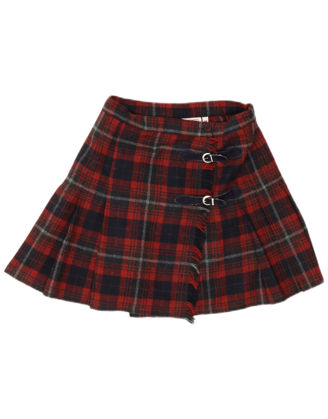 Mini saia feminina Stefanel IT 38 XS W22 lã xadrez vermelha