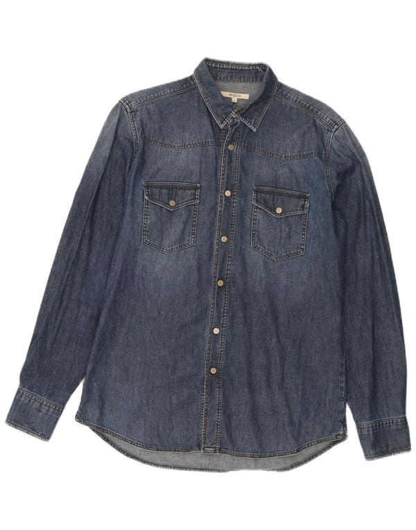 Camisa jeans masculina SIVIGLIA pequena azul algodão