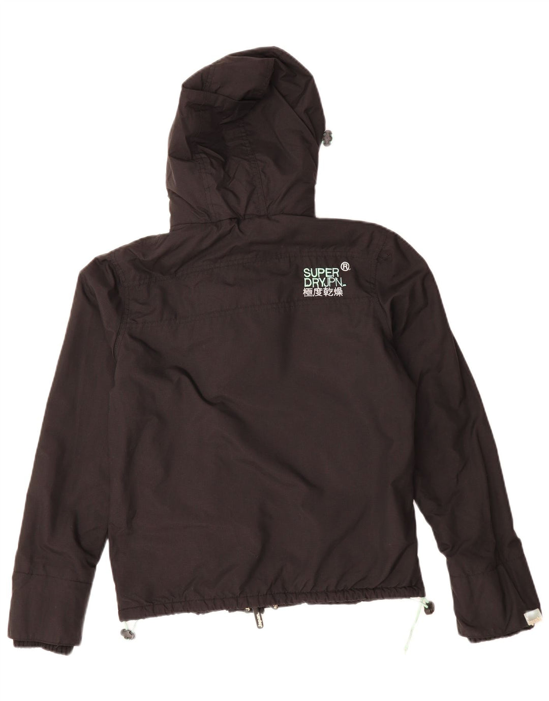 SUPERDRY Womens Windcheater Hooded Windbreaker Jacket UK 14 Medium Black