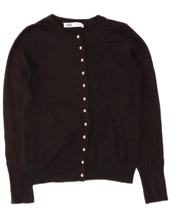 Suéter cardigã feminino Zara Reino Unido 10 pequeno viscose preta