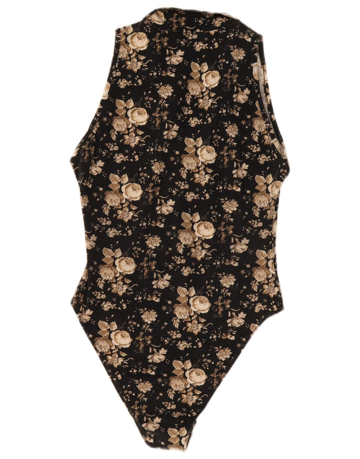 Body feminino sem mangas ONYX UK 8 pequeno preto floral