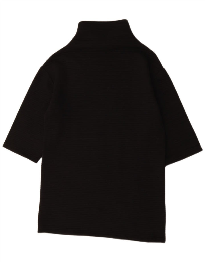 Top feminino Zara manga 3/4 UK 14 poliéster preto médio