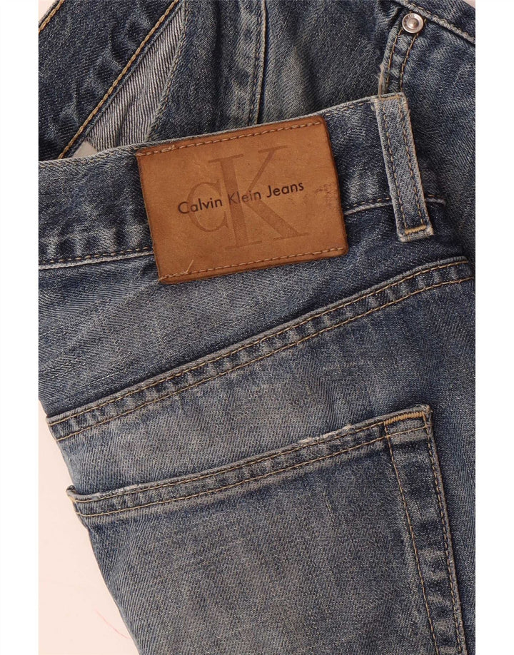 Calça jeans reta masculina Calvin Klein desgastada W32 L34 azul