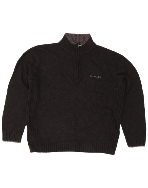 Suéter masculino Pierre Cardin com zíper e gola XL preto acrílico