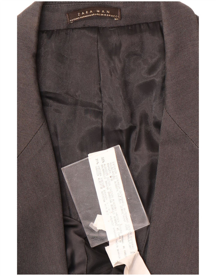 Jaqueta blazer masculina Zara com 1 botão EU 54 XL cinza algodão