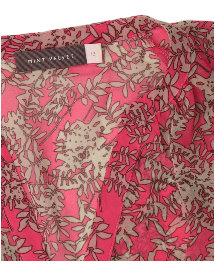 Blusa feminina MINT VELVET transparente Reino Unido 12 médio rosa floral
