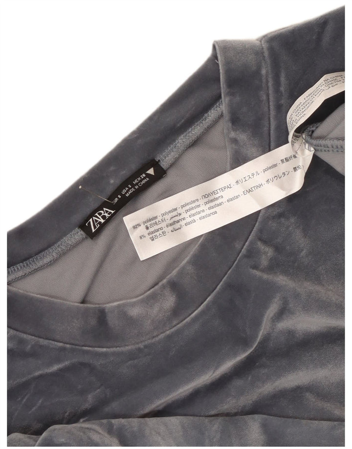 Moletom feminino Zara Crop Velour Oversized Jumper Reino Unido 10 Pequeno Cinza