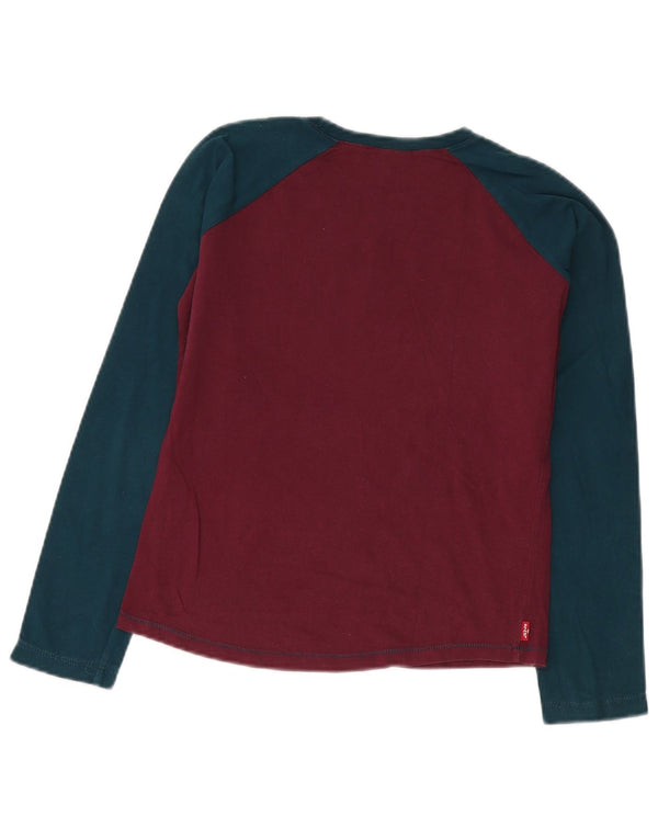Top gráfico feminino Levi's de manga comprida UK 14 Medium Burgundy Colourblock