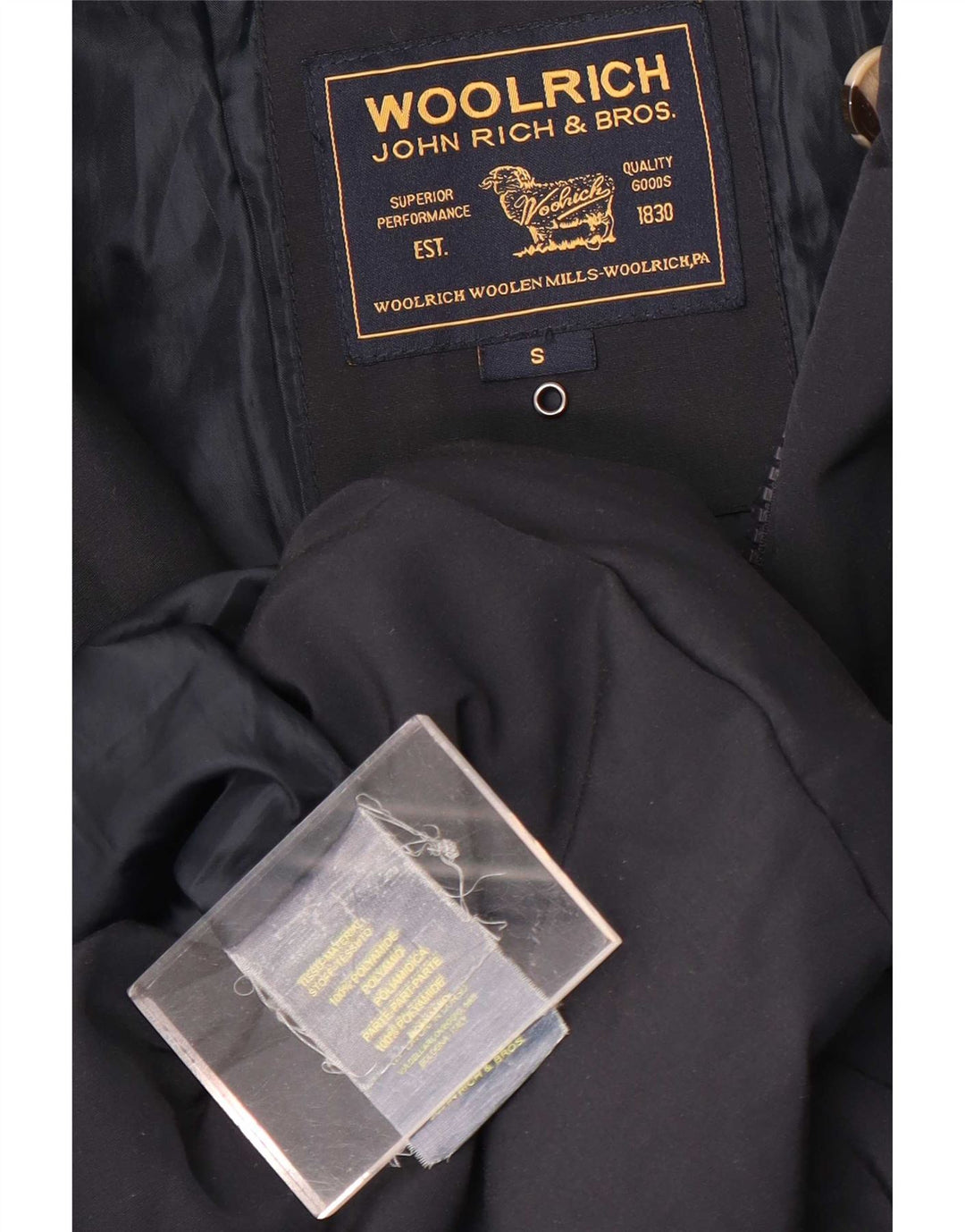 Casaco acolchoado feminino Woolrich UK 10 pequeno azul marinho poliamida