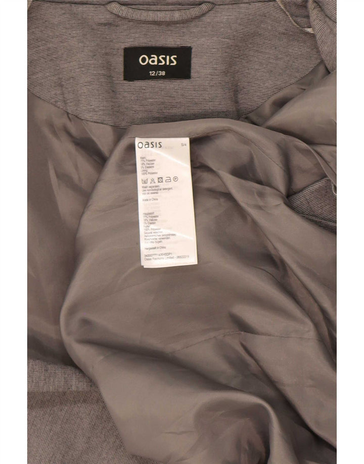 Jaqueta blazer aberta feminina Oasis UK 12 poliéster cinza médio