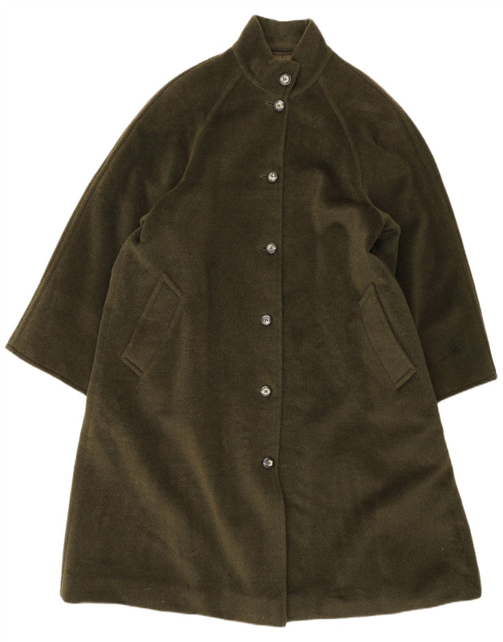 Sobretudo feminino Max Mara Reino Unido 12 lã virgem cáqui médio