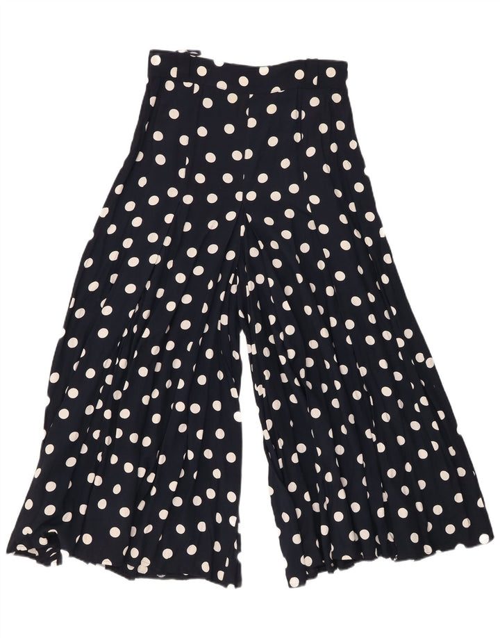 Calça capri feminina VINTAGE perna larga W26 L21 azul marinho manchado