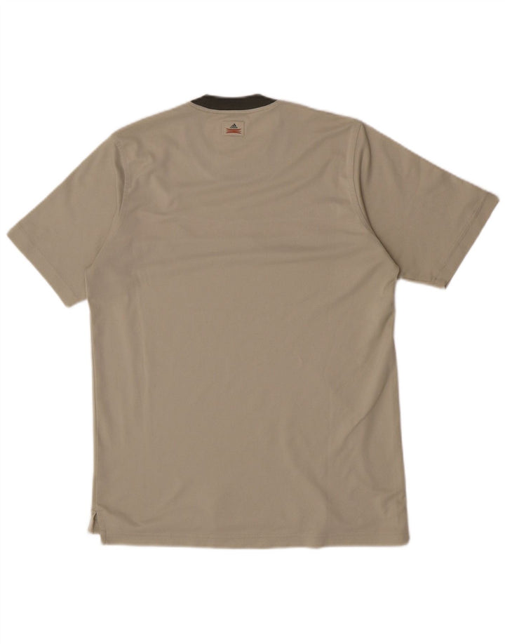 Adidas Mens T-Shirt Top Médio Bege Colourblock Poliéster
