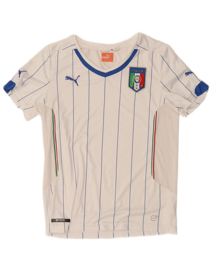 Camiseta PUMA Boys Italia Top 11-12 Anos Listrado Branco Poliéster