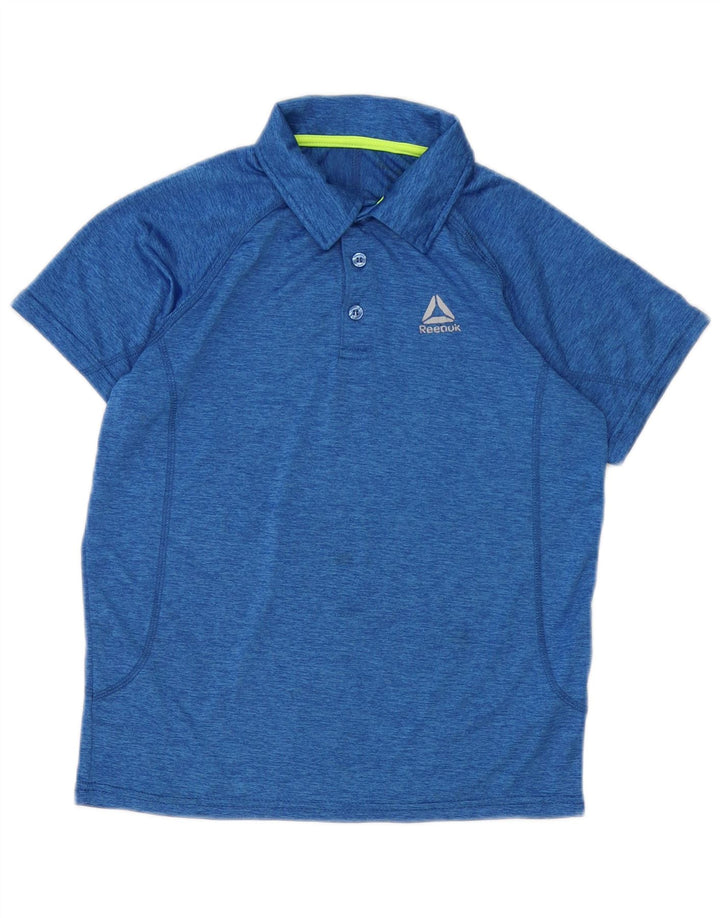 Camisa polo masculina REEBOK 11-12 anos poliéster manchado azul