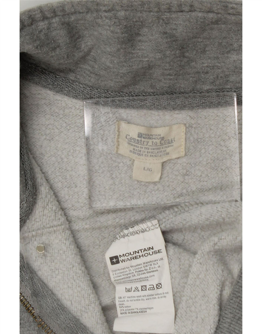 MOUNTAIN WAREHOUSE Mens Zip Neck Sweatshirt Jumper Large Grey Cotton Vintage Mountain Warehouse and Second-Hand Mountain Warehouse from Messina Hembry 