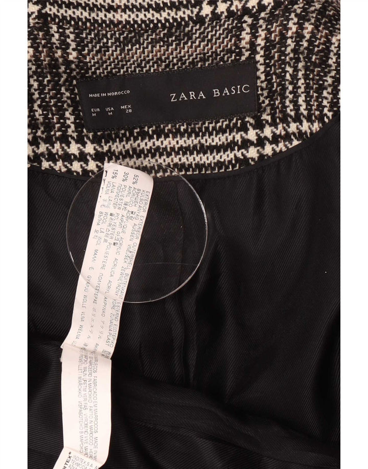 Sobretudo feminino Zara UK 12 cinza médio Houndstooth acrílico