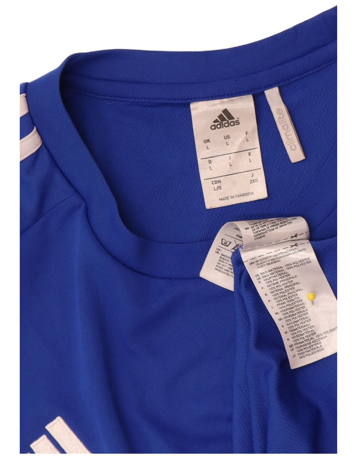 Adidas Mens Climalite Camiseta Top Grande Azul Colorblock Poliéster