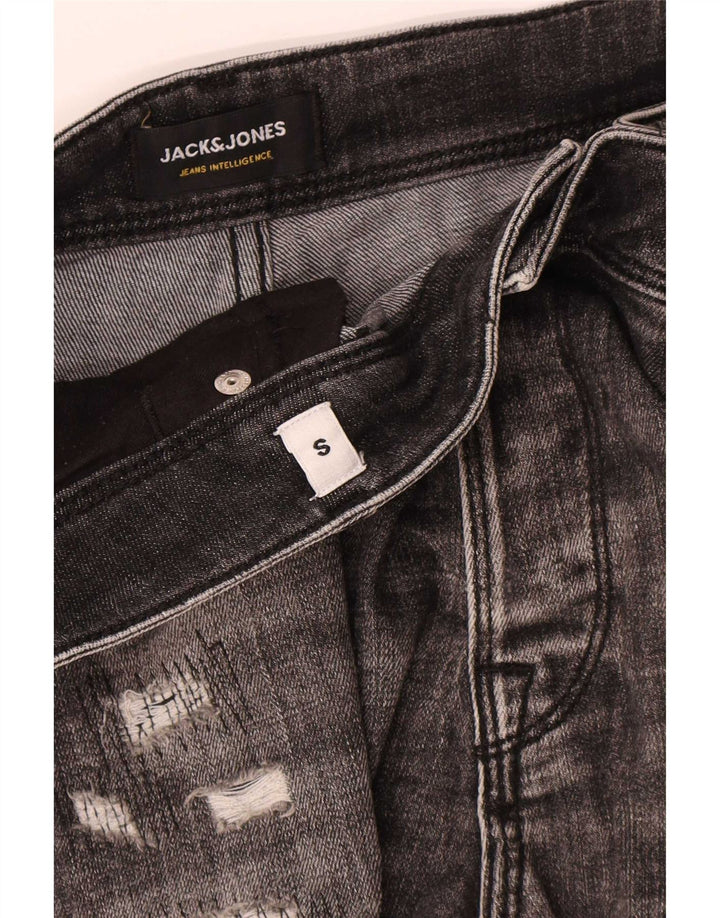 Shorts jeans masculino regular desgastado Jack & Jones pequeno W32 algodão cinza