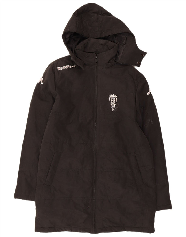 Casaco corta-vento masculino com capuz gráfico Kappa UK 38 poliéster preto médio