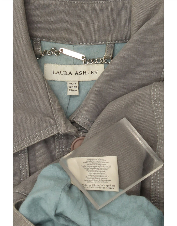 Casaco impermeável feminino Laura Ashley Reino Unido 14 grande algodão cinza