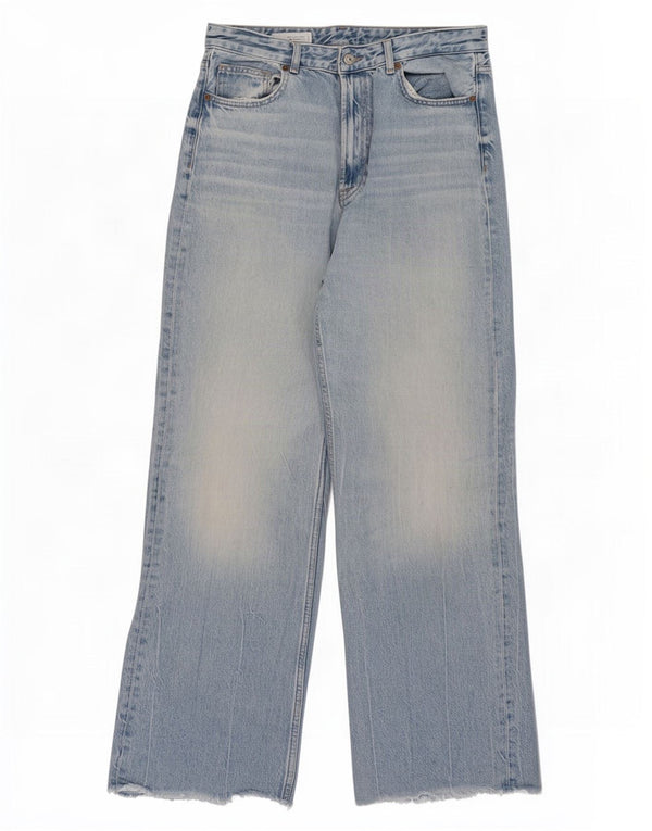 Calça jeans feminina Zara com perna larga EU 44 XL W34 L33 azul algodão