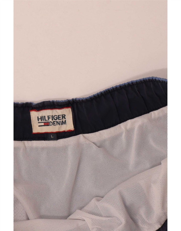 Shorts de natação masculino Tommy Hilfiger gráfico grande azul poliéster