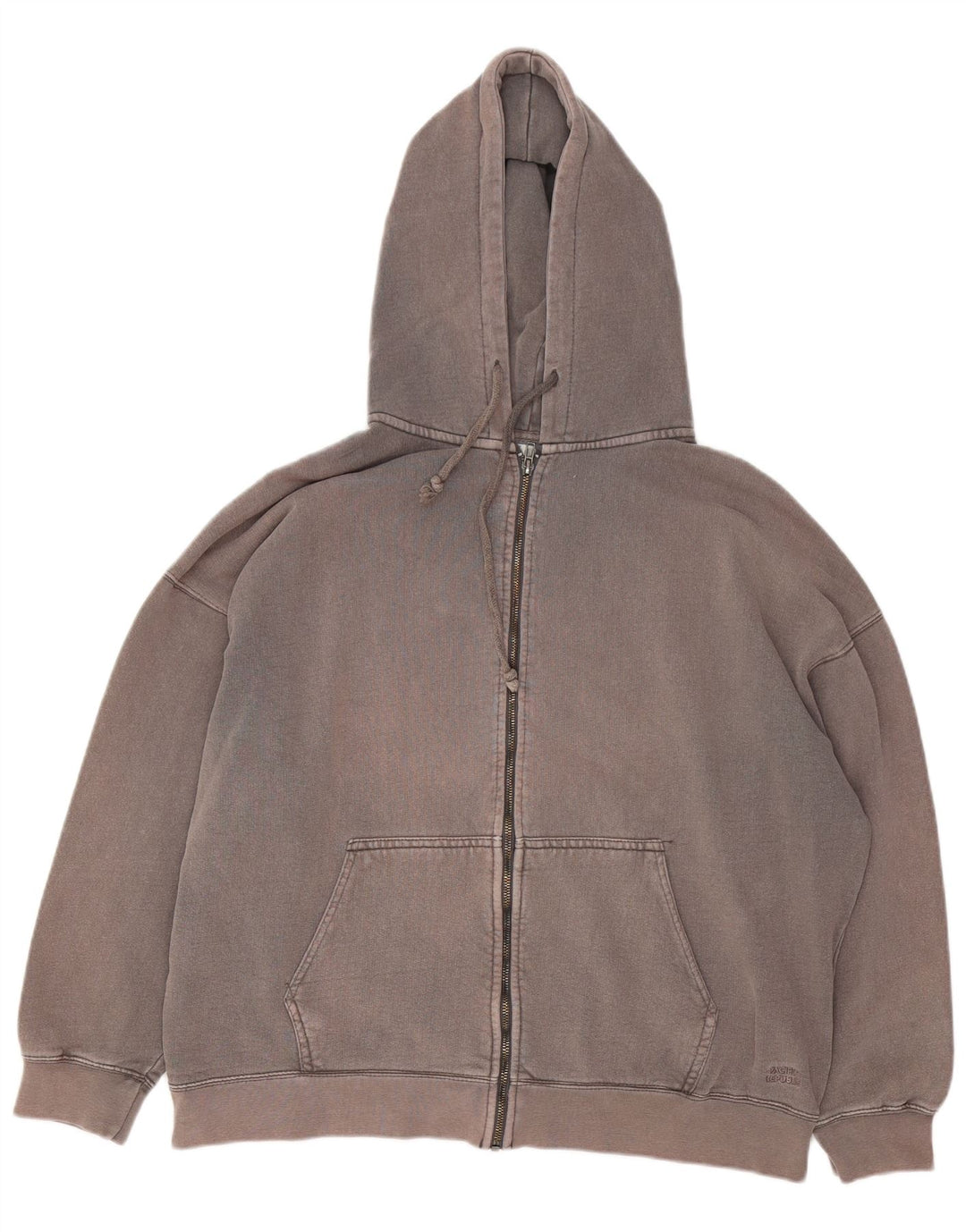 Suéter feminino com capuz e zíper grande Pull & Bear Reino Unido 14 algodão cinza médio