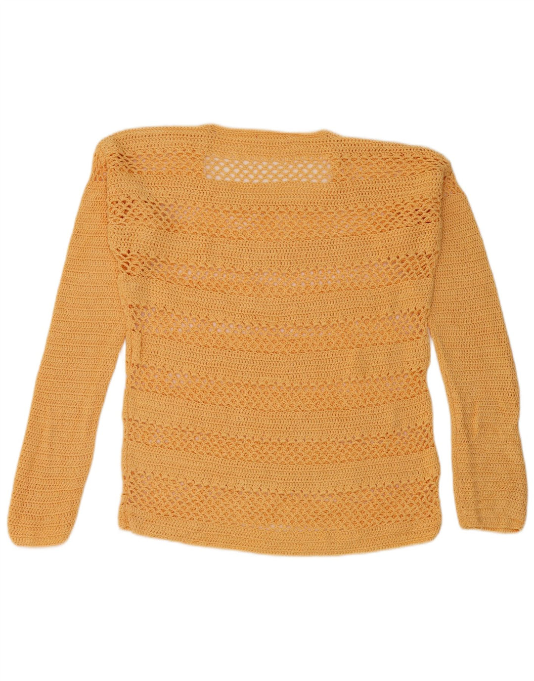 Blusa feminina vintage de crochê top UK 14 grande amarelo
