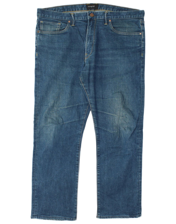 Marks & Spencer Masculino Autograph Straight Jeans W36 L27 Azul Algodão
