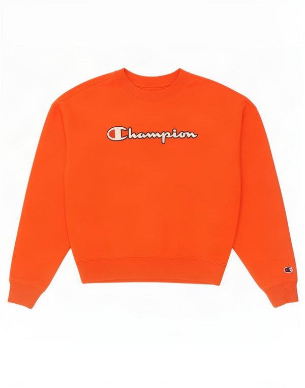 Champion feminino gráfico oversized moletom jumper UK 10 pequeno laranja
