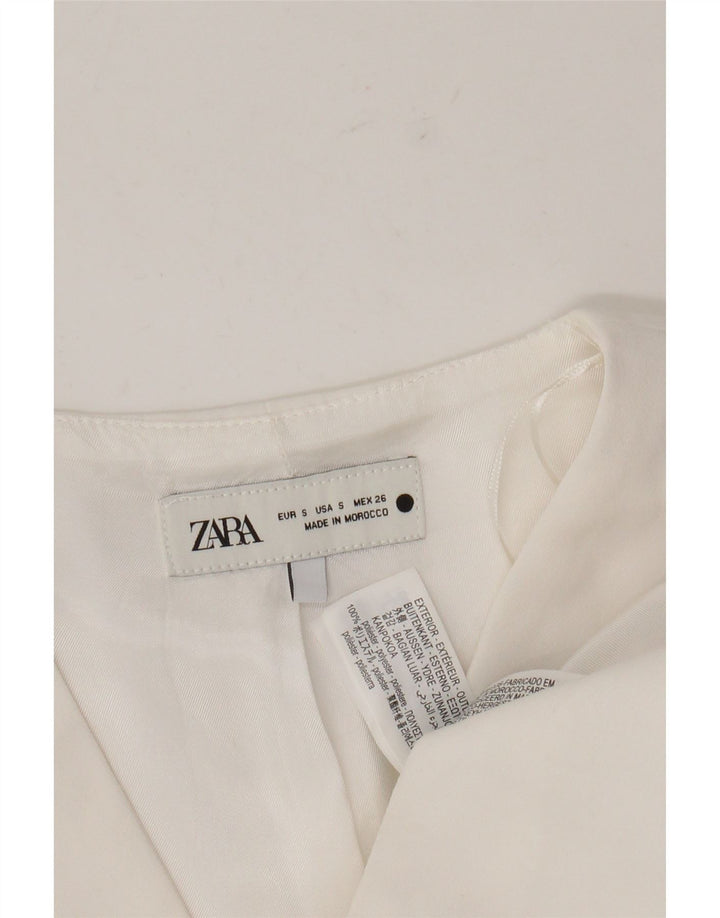 Colete feminino Zara UK 10 pequeno poliéster branco