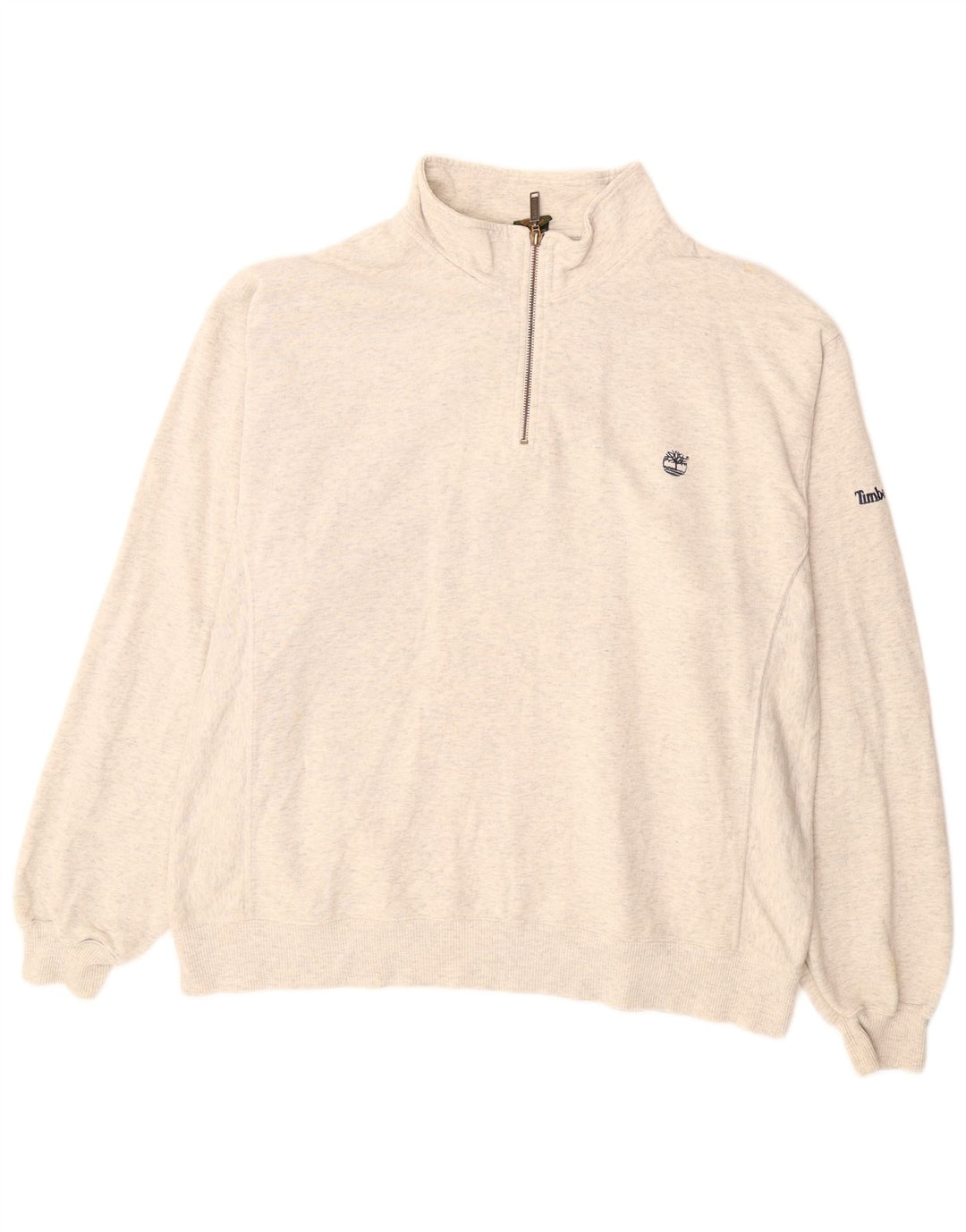Suéter masculino TIMBERLAND com zíper e gola grande de algodão manchado branco