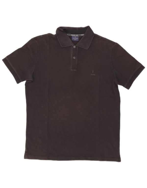 Trussardi Jeans Camisa polo masculina XL algodão preto