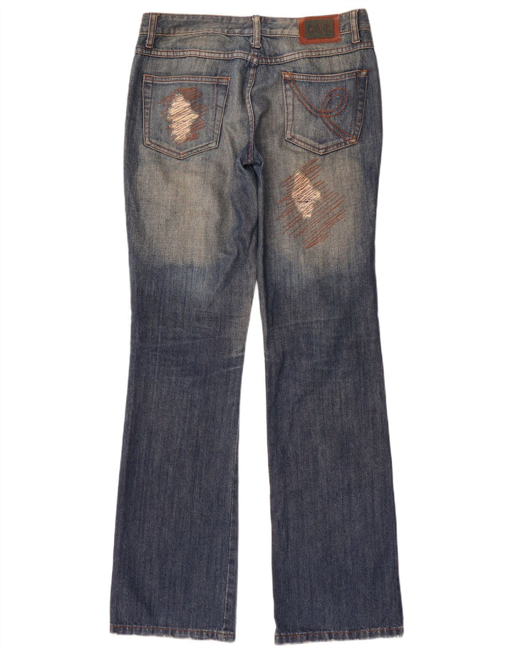 Elisa Landri Jeans feminino bootcut desgastado IT 44 médio W30 L35 azul