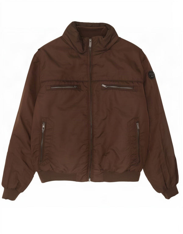 Fordocks Mens Hooded Bomber Jacket UK 46 3XL Brown Nylon