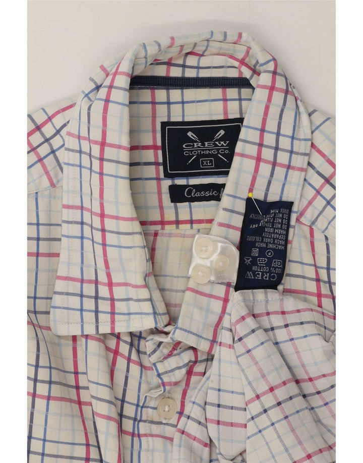 Camisa masculina clássica de ajuste da Crew Clothing XL algodão xadrez branco