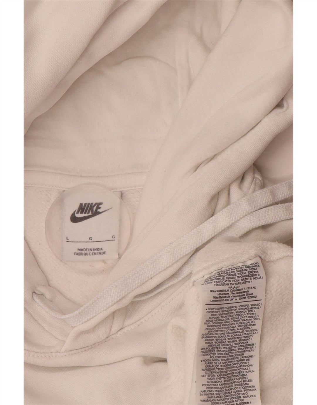 Nike Mens Hoodie Jumper Grande Algodão Branco