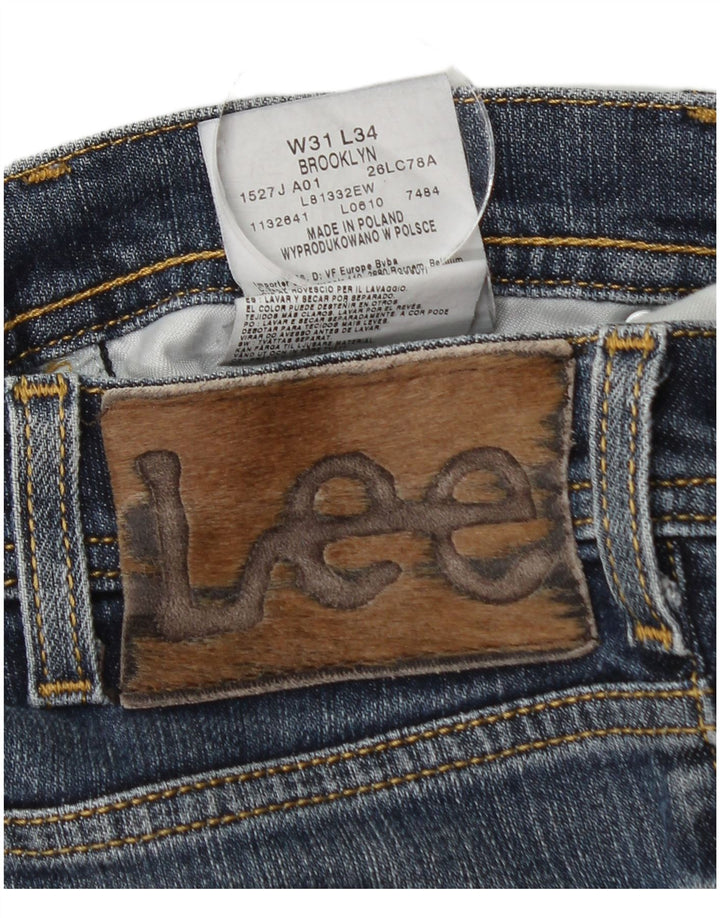 Lee Mens Brooklyn Straight Jeans W31 L32 Azul Algodão