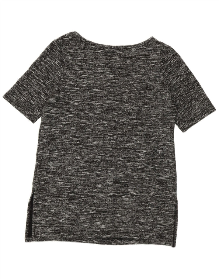 Camiseta Longline Feminina Benetton Top UK 14 Médio Preto Salpicado