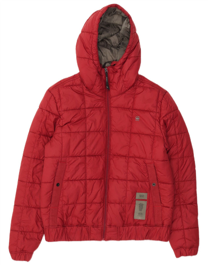 Jaqueta masculina acolchoada com capuz G-Star UK 40 grande poliéster vermelho