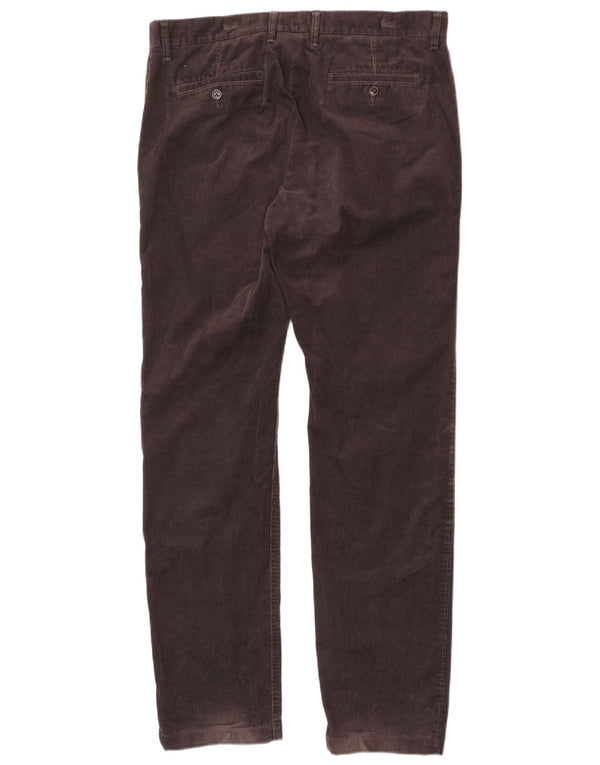 Calça masculina de veludo cotelê Marks & Spencer Blue Harbor reta W36 L33 cinza
