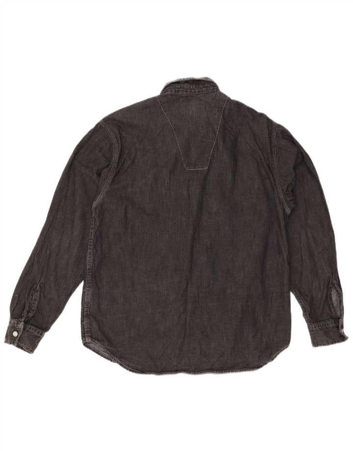Camisa jeans masculina Replay pequena de algodão cinza