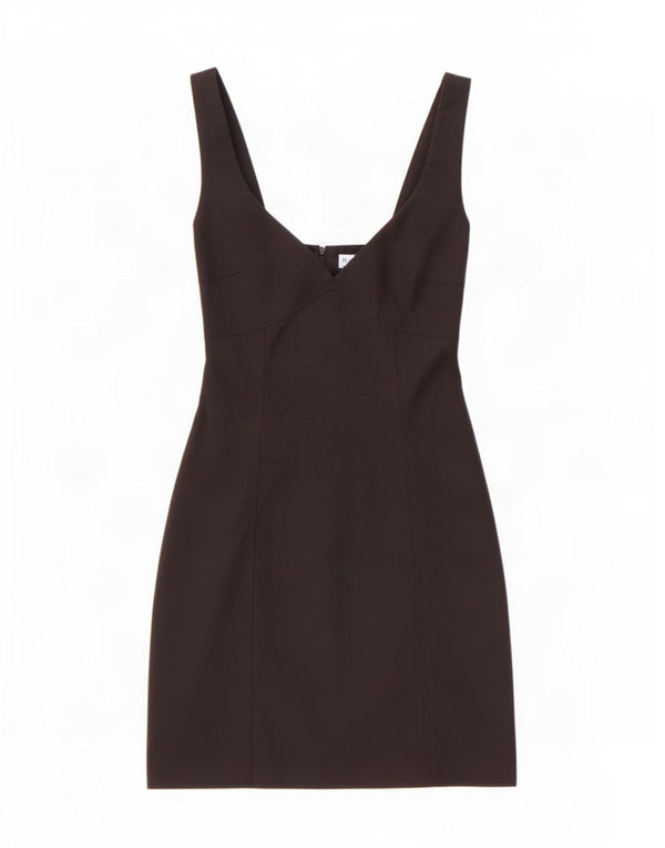 Zara Mini vestido feminino sem mangas com bainha UK 12 poliéster preto médio