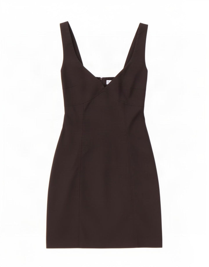 Zara Mini vestido feminino sem mangas com bainha UK 12 poliéster preto médio