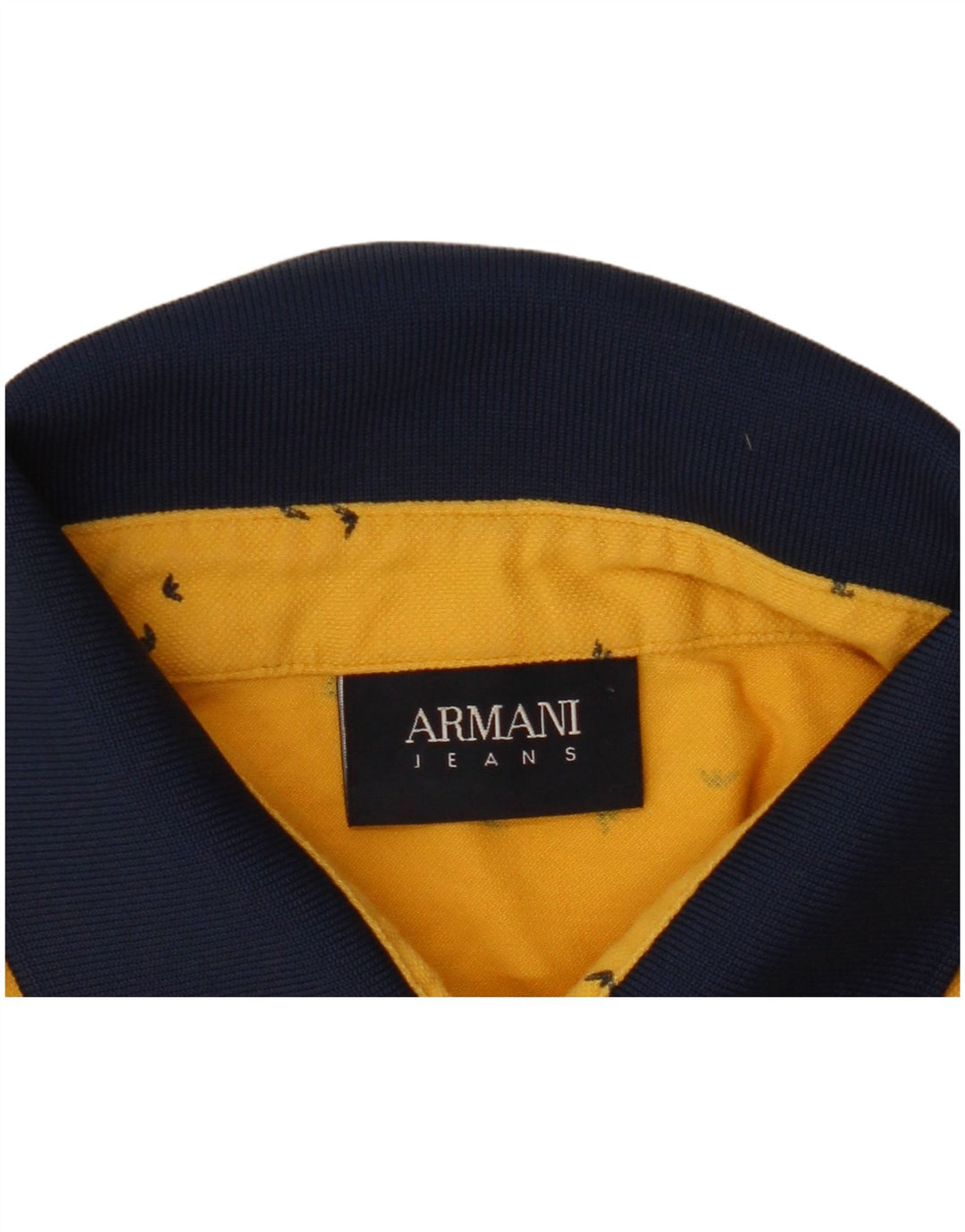 ARMANI JEANS Camisa polo masculina com padrão abstrato em bloco colorido amarelo médio