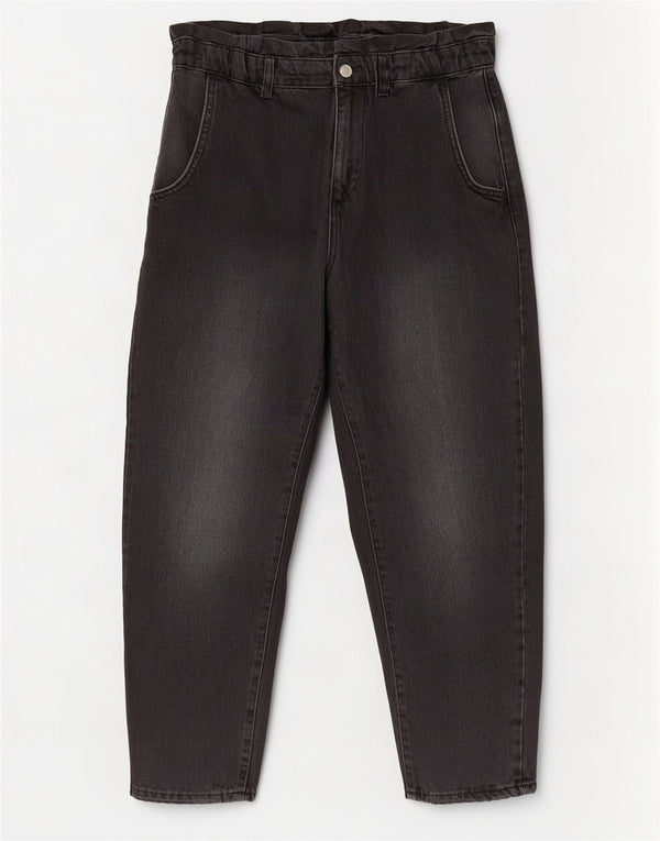 Calça jeans feminina Zara cintura alta cortada EU 36 XS W26 L24 algodão preto